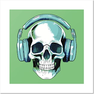 Human skull dj music Posters and Art